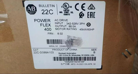 New Sealed AB 22C-D088A103 PowerFlex 400 45 kW 60 HP AC Drive 22CD088A103 DHL / UPS / FedEx
