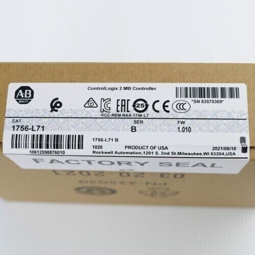 New Sealed Allen Bradley 1756-L71 SER B ControlLogix 2MB Controller AB 1756-L71 DHL / UPS / FedEx
