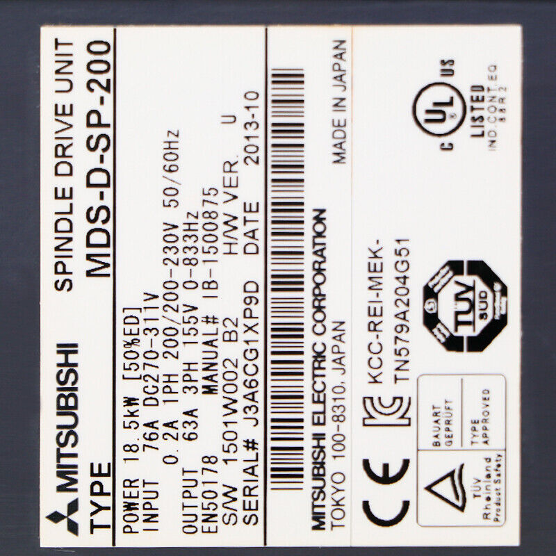 Mitsubishi Used MDS-D-SP-200 Spindle Drive Unit MDSDSP200 UPS / DHL / Fedex