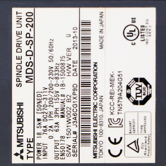 Mitsubishi Used MDS-D-SP-200 Spindle Drive Unit MDSDSP200 UPS / DHL / Fedex