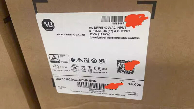 AB PowerFlex Air Cooled 753 AC Drive NEW Allen Bradley 20F11NC043JA0NNNNN DHL / UPS / FedEx