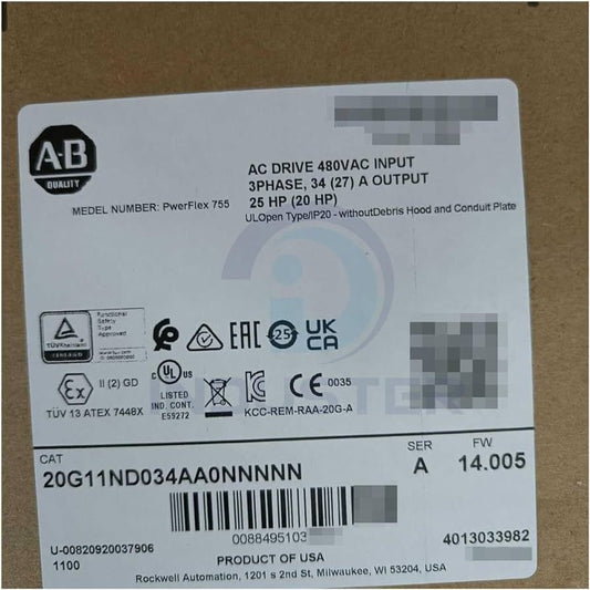 New Allen Bradley 20G11ND034AA0NNNNN PowerFlex Air Cooled 755 AC Drive VFD DHL / UPS / FedEx