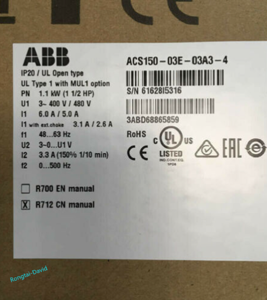 ACS150-03E-03A3-4 ABB Inverter 1.1KW Brand New Fast Shipping