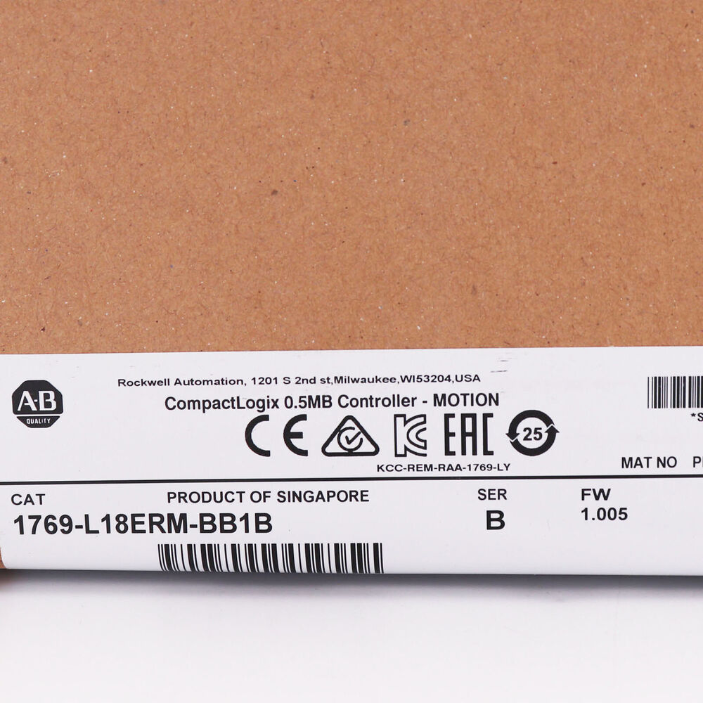 Allen-Bradley 1769-L18ERM-BB1B CompactLogix 0.5MB Controller AB 1769-L18ERM-BB1B DHL / UPS / FedEx