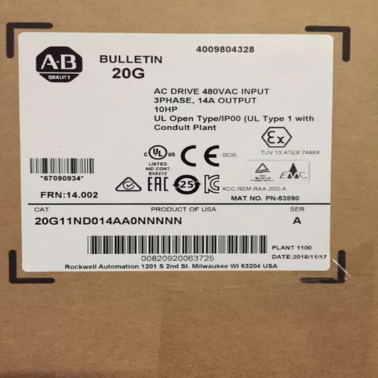 New Allen-Bradley 20G11ND014AA0NNNNN Genuine Inverter 20G11ND014AA0NNNNN In Box DHL / UPS / FedEx