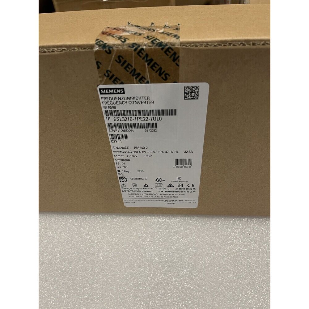 New Siemens 6SL3210-1PE22-7UL0 6SL3 210-1PE22-7UL0 SINAMICS PM240-2 Unfiltered