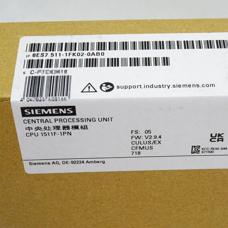New Siemens 6ES7 511-1FK02-0AB0 6ES7511-1FK02-0AB0 S7-1500F, CPU 1511F-1 PN