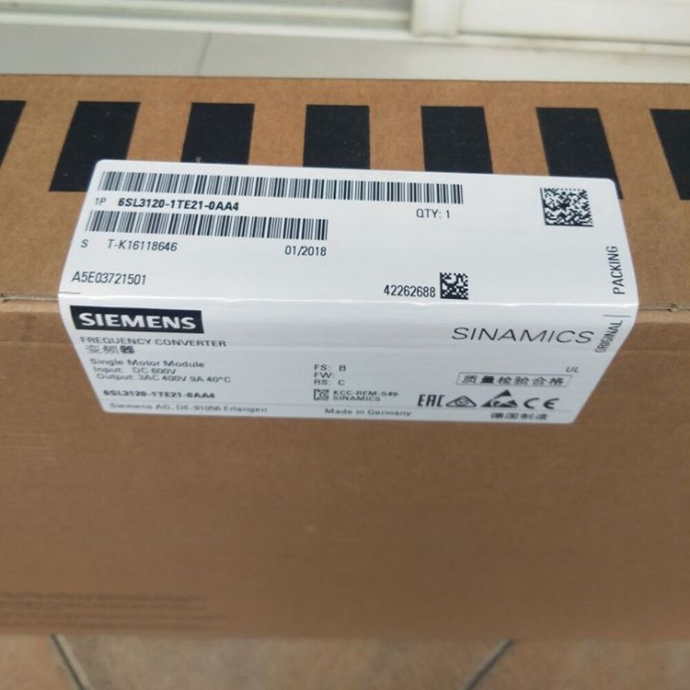 1 PCS New Siemens 6SL3120-1TE21-0AA4 SINGLE MOTOR MODULE One Year Warranty In US