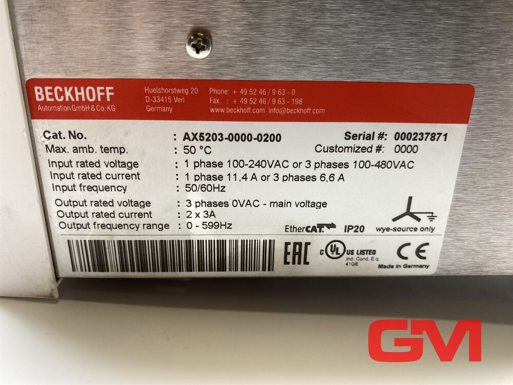 Beckhoff Digital Compact Servo Drives 2-kanalig AX5203-0000-0200 Servo