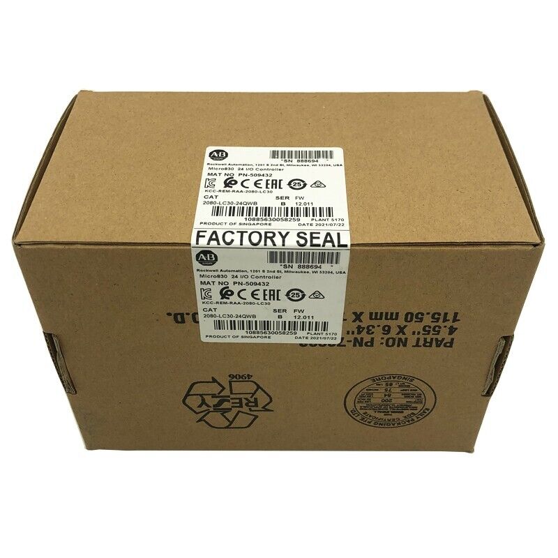 New Factory Sealed AB 2080-LC30-24QWB Micro830 24 I/O Controller In Box Surplus DHL / UPS / FedEx