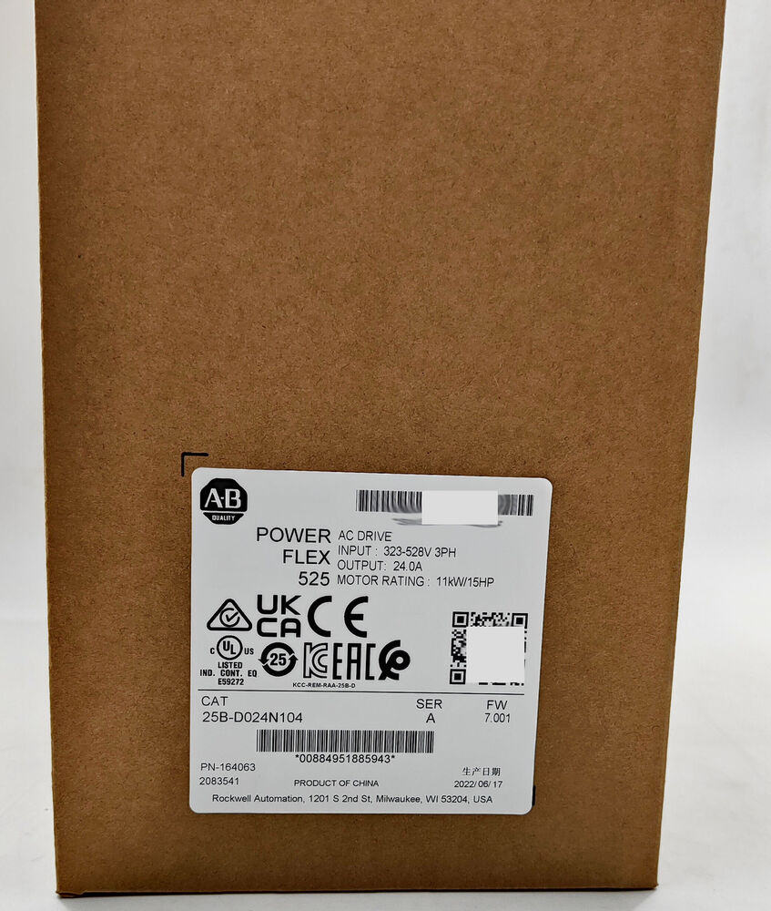 Allen-Bradley AB 25B-D024N104 PowerFlex 525 11kW 15Hp AC Drive Ser A 25BD024N104 Fedex or DHL