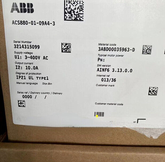 ABB PLC ACS880-01-09A4-3 WITH ONE YEAR WARRANTY FAST SHIPPING 1PCS NIB