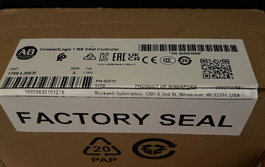 1769-L30ER Allen-Bradley CompactLogix 1 MB ENet Controller New Factory Sealed DHL / UPS / FedEx