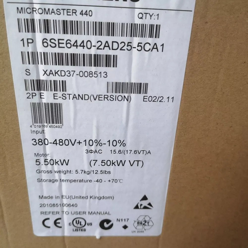 New Siemens 6SE6440-2AD25-5CA1 6SE6 440-2AD25-5CA1 In Box Expedited Shipping UPS / DHL / Fedex