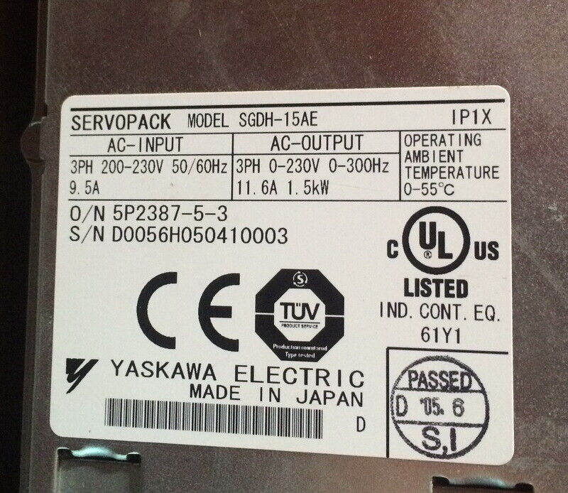 Yaskawa SGDH-15AE AC Servo Drive SGDH15AE New In Box Free Expedited Shipping DHL / UPS / FedEx