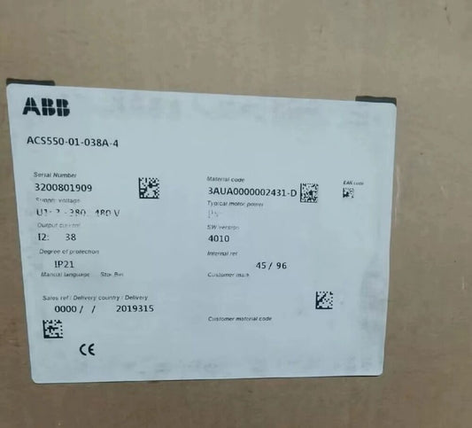ACS550-01-038A-4 15KW New IN STOCK ABB Inverter ship free by UPS / DHL / Fedex