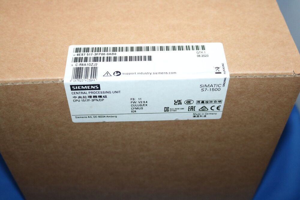 New Siemens 6ES7 517-3FP00-0AB0 6ES7517-3FP00-0AB0 S7-1500F, CPU 1517F-3 PN/DP