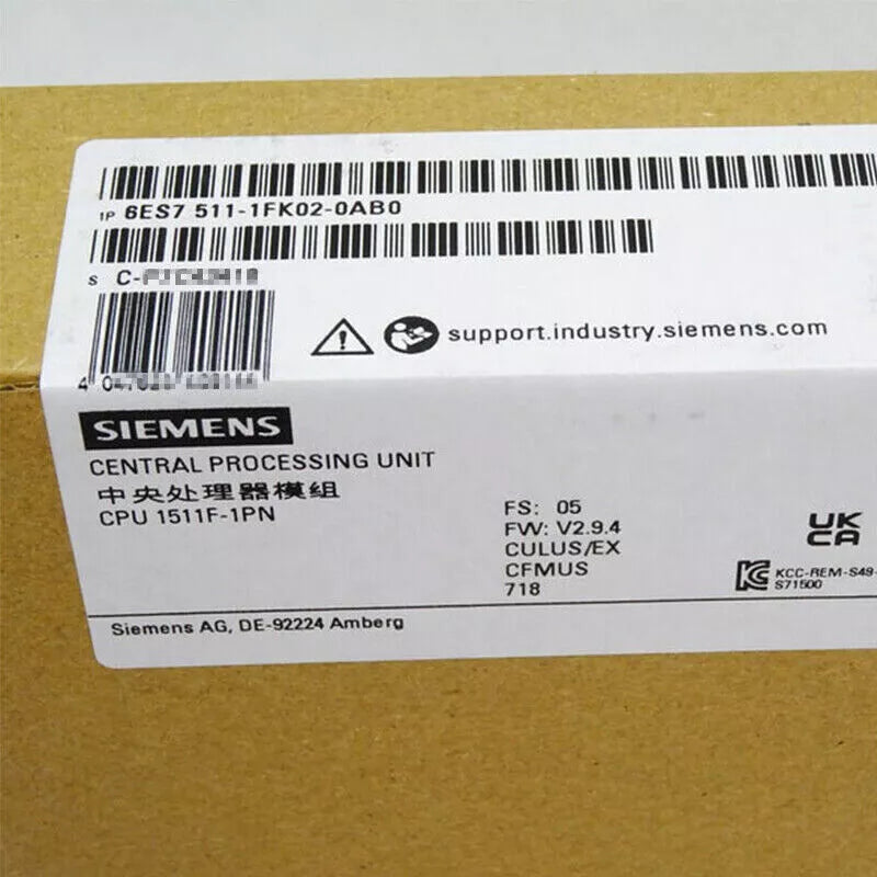 New Siemens 6ES7511-1FK02-0AB0 6ES7 511-1FK02-0AB0 S7-1500F, CPU 1511F-1 PN