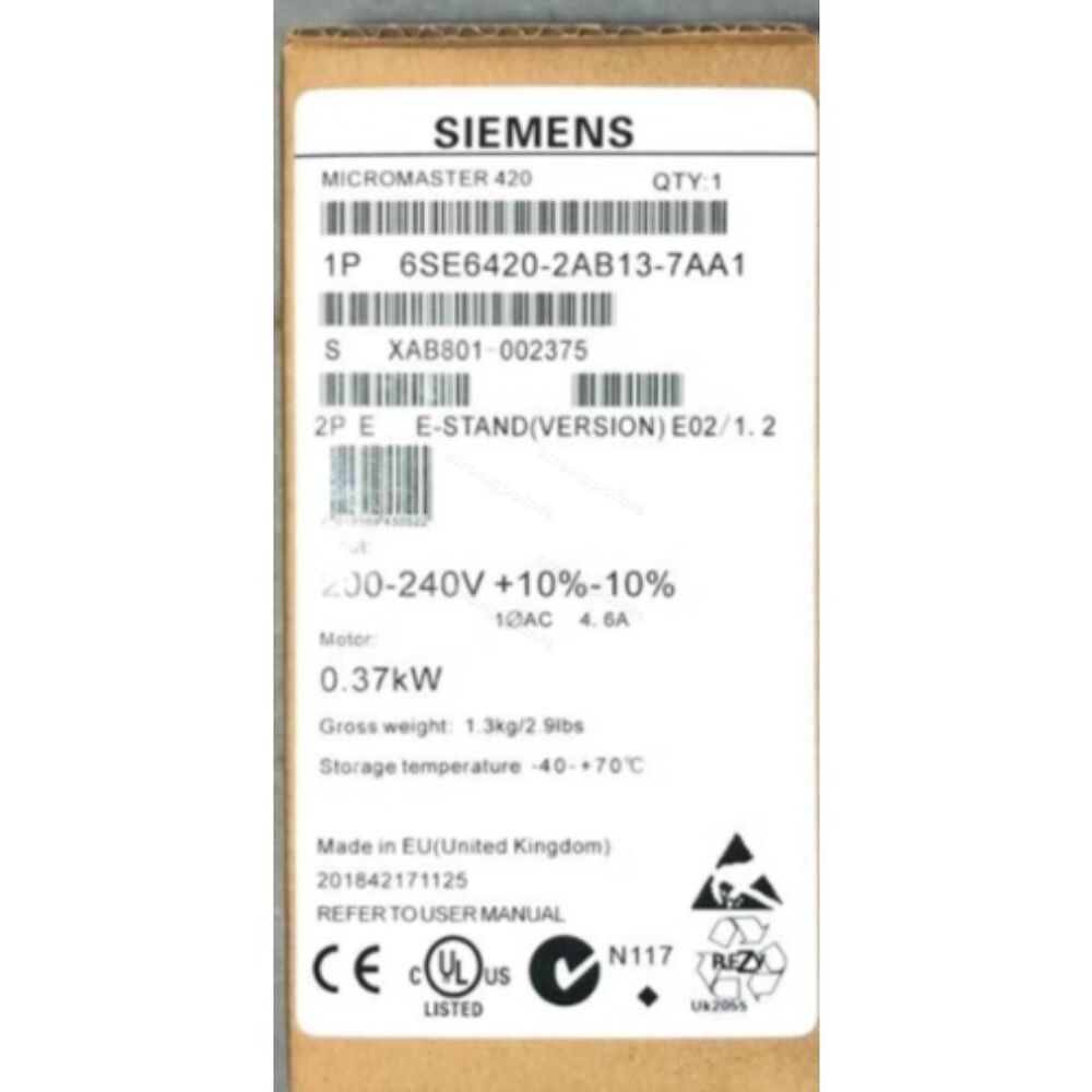 New Siemens 6SE6420-2AB13-7AA1 MICROMASTER420 without filter 6SE6 420-2AB13-7AA1