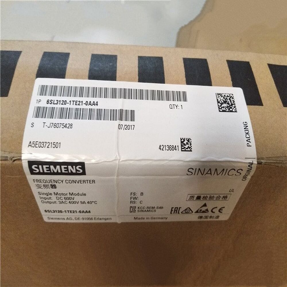 1 PCS New Siemens 6SL3120-1TE21-0AA4 SINGLE MOTOR MODULE One Year Warranty In US
