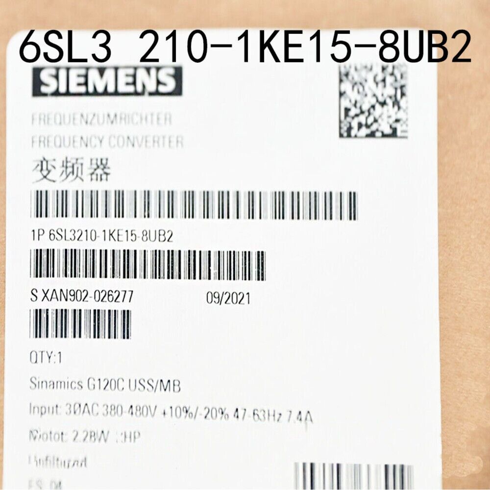 New Siemens 6SL3210-1KE15-8UB2 G120C RATED POWER 2,2KW 6SL3 210-1KE15-8UB2