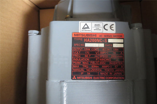 MITSUBISHI AC SERVO MOTOR HA200NC-S WITH ENCODER NEW FREE EXPEDITED SHIPPING UPS / DHL / Fedex