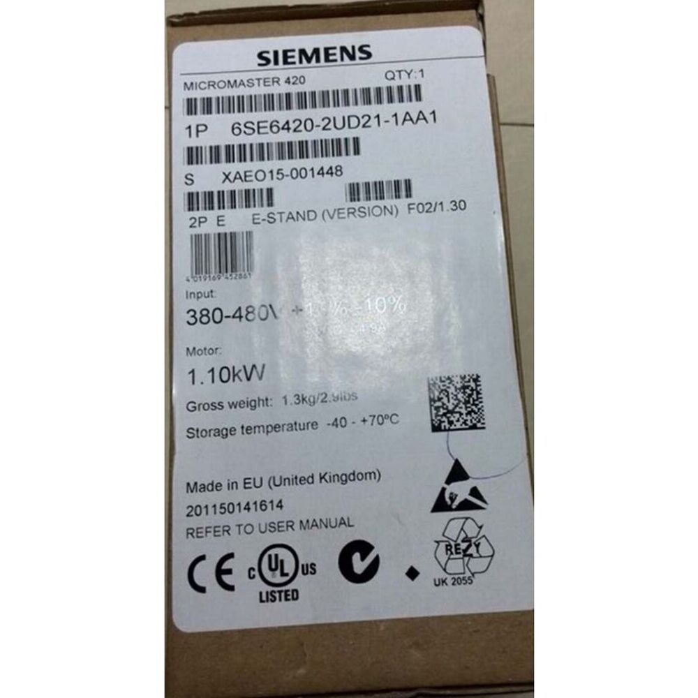 New Siemens 6SE6 420-2UD21-1AA1 6SE6420-2UD21-1AA1 MICROMASTER420 without filter