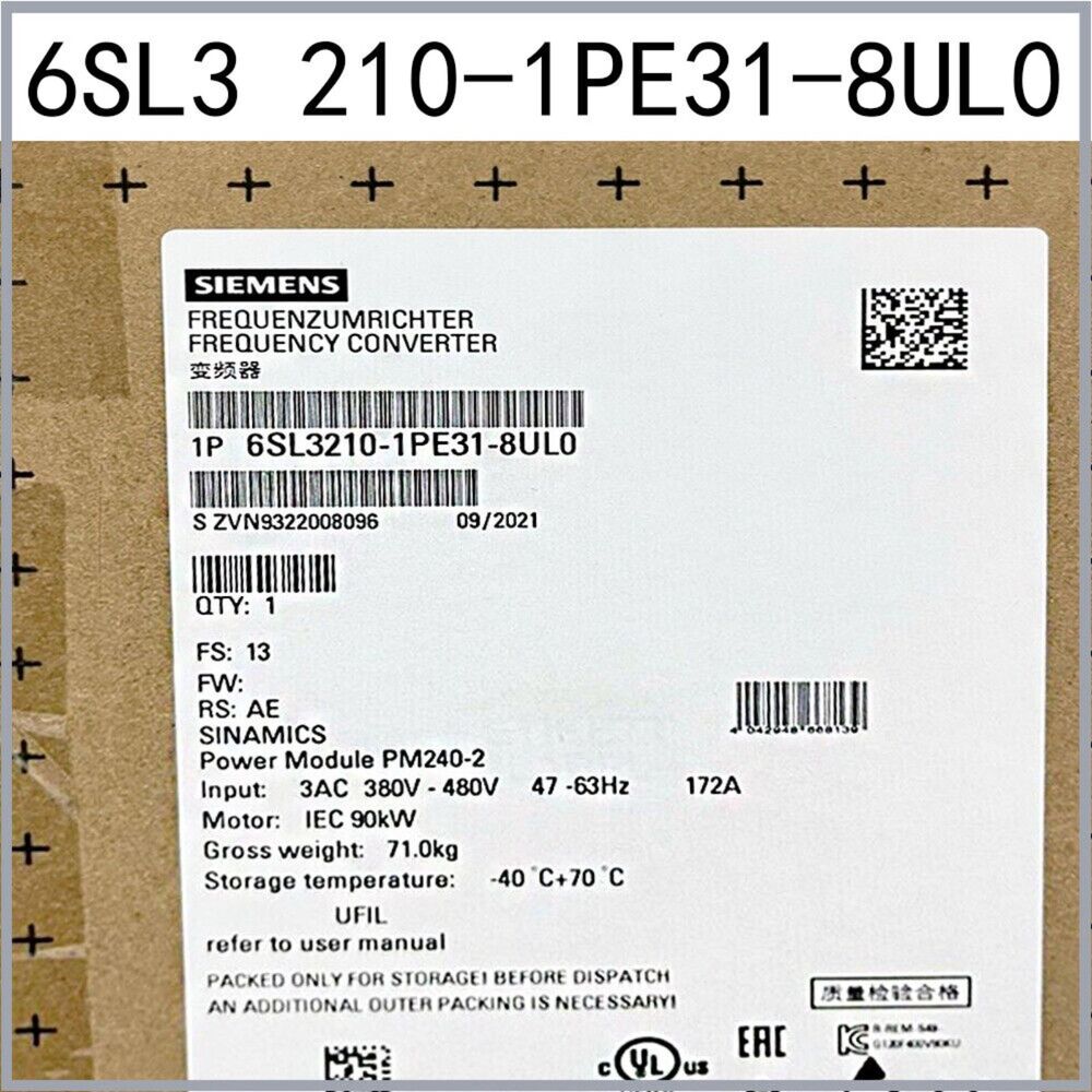 New Siemens G120 POWER MODULE PM240-2 6SL3210-1PE31-8UL0 6SL3 210-1PE31-8UL0