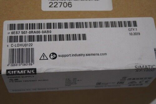 New Siemens 6ES7507-0RA00-0AB0 SIMATIC S7-1500 system power 6ES7 507-0RA00-0AB0