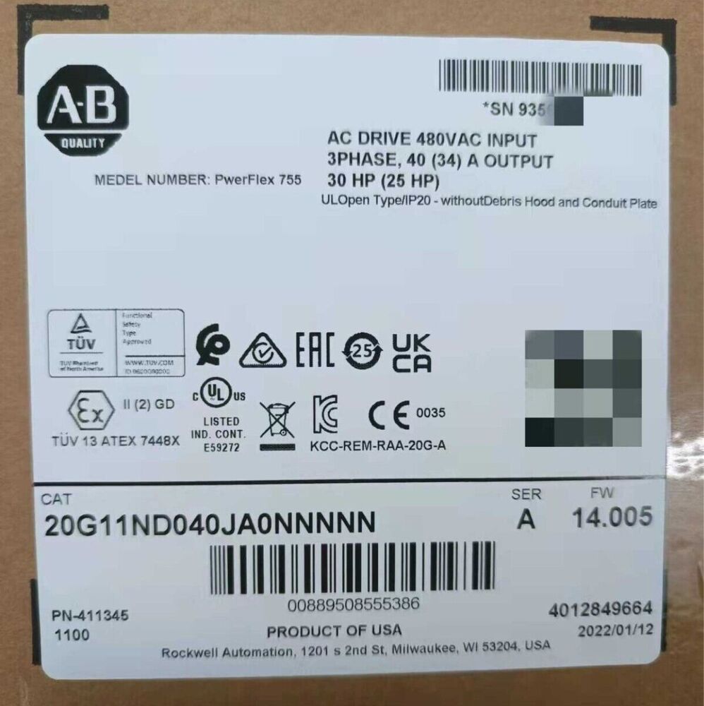 NEW Allen Bradley 20G11ND040JA0NNNNN PowerFlex Air Cooled 755 AC Drive Brand New UPS / DHL / Fedex