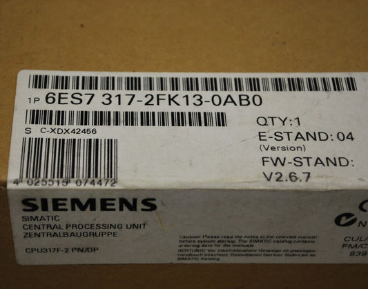 Siemens 6ES7317-2FK13-0AB0 CPU317F-2 PN/DP Simatic Central 6ES73172FK130AB0 GQ