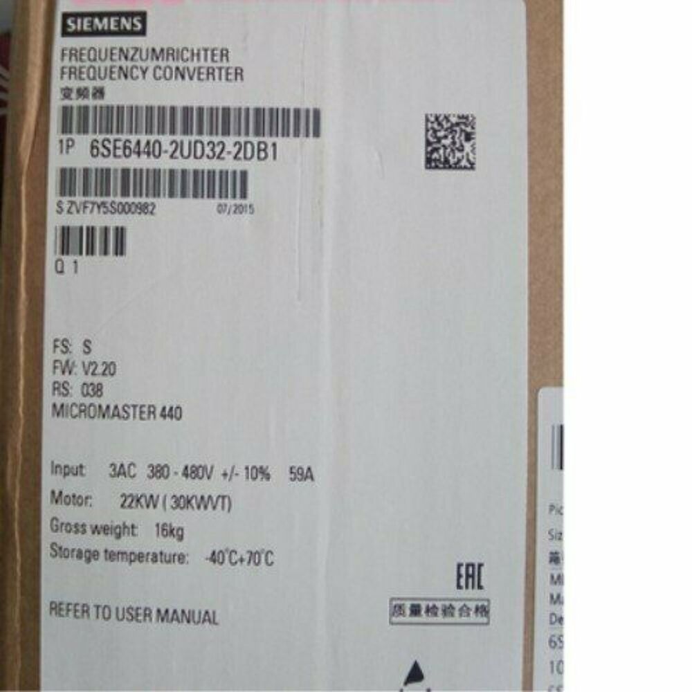 New Siemens 6SE6440-2UD32-2DB1 6SE64402UD322DB1 MICROMASTER440 without filter