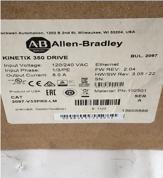 Factory Sealed Allen-Bradley 2097-V33PR5-LM Kinetix 350 2.0kW Servo Drive DHL / UPS / FedEx
