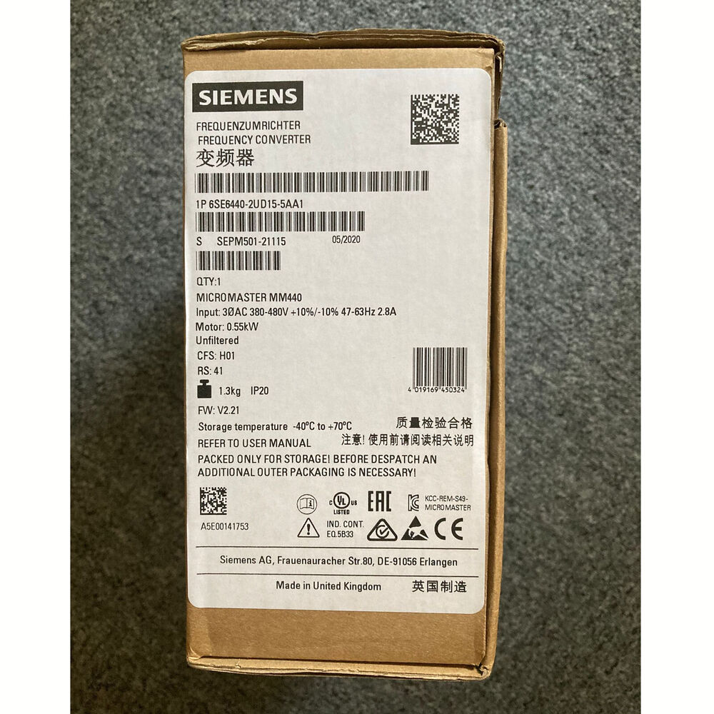 New Siemens 6SE6 440-2UD15-5AA1 6SE6440-2UD15-5AA1 MICROMASTER440 without filter