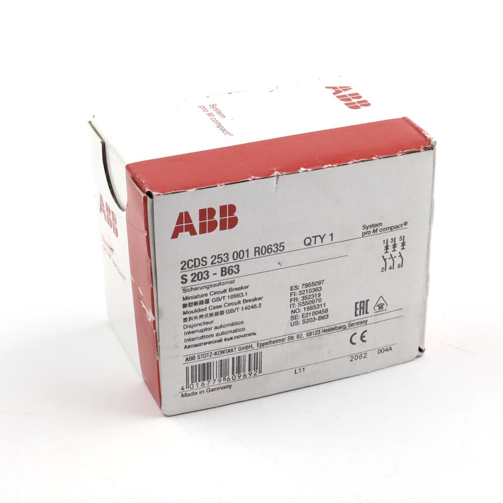 New One ABB fuse machine S203-B63 2CDS253001R0635 original packaging-