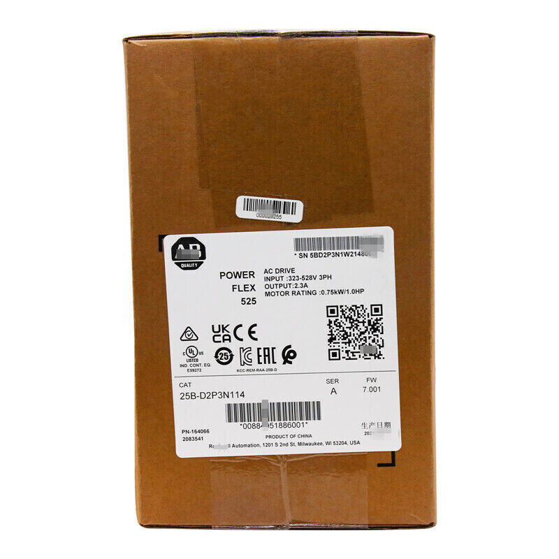 Allen Bradley 25B-D2P3N114 New Sealed Genuine PowerFlex 525 0.75kW 1Hp AC Drive DHL / UPS / FedEx