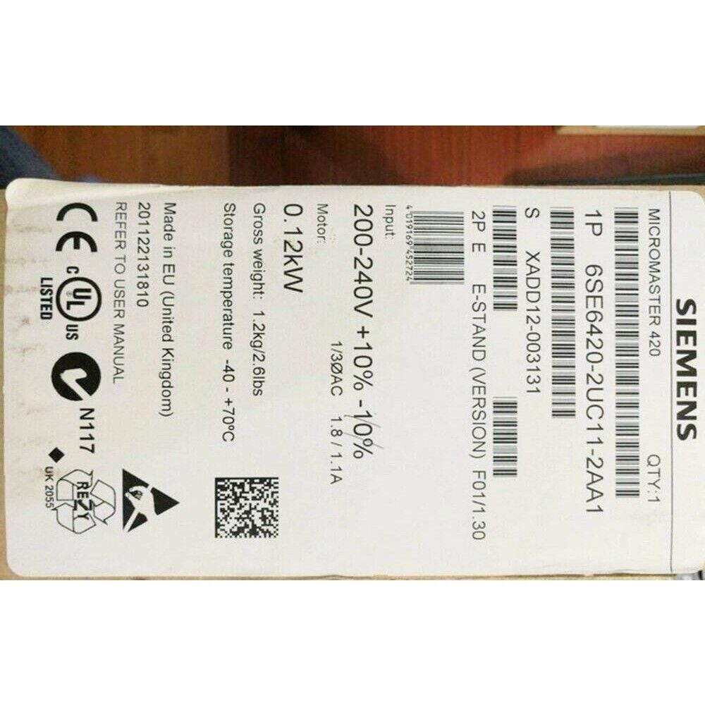 New Siemens MICROMASTER420 without filter 6SE6420-2UC11-2AA1 6SE6 420-2UC11-2AA1
