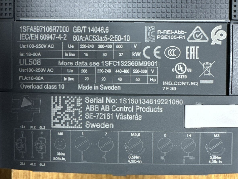ABB 1SFA897106R7000 PSE60-600-70 SOFT STARTER 60A 101-250VAC **NEW IN BOX**