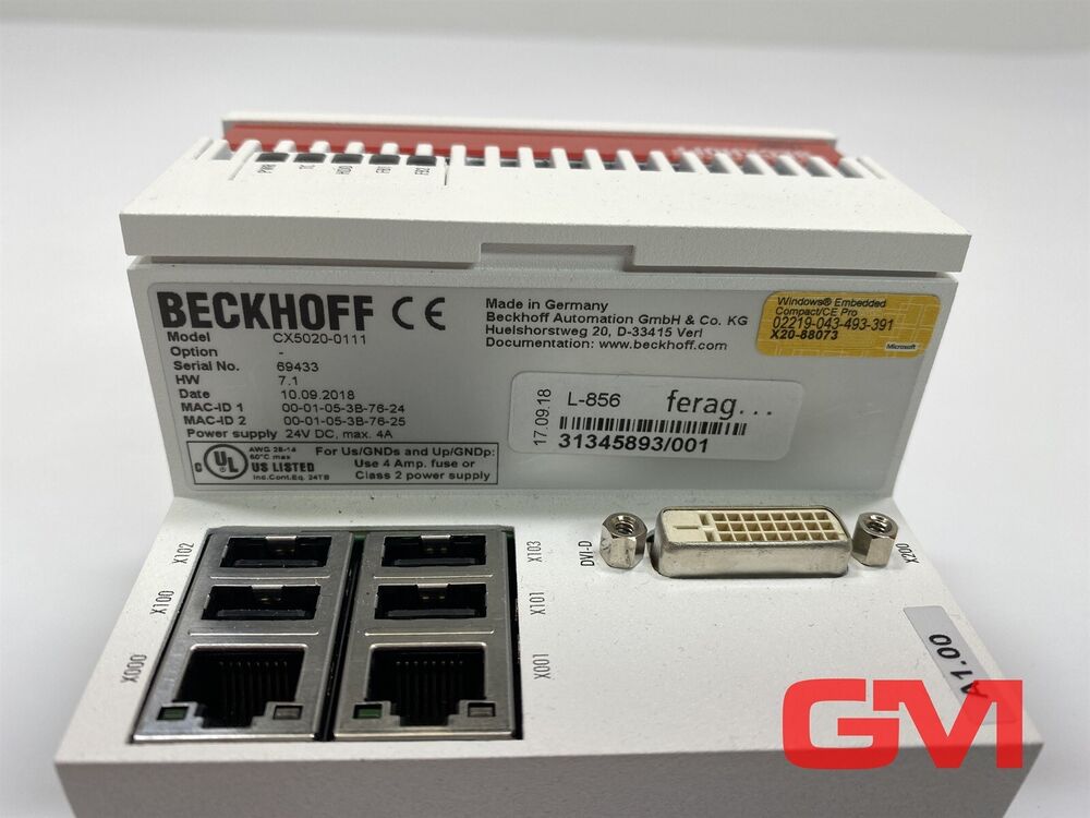 Beckhoff CPU Grundmodul CX5020-0111 CPU Module Embedded-Pc CX5020 Hw 7.1