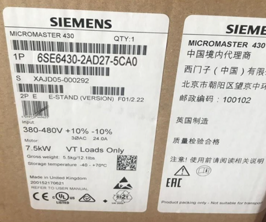 New In Box Siemens 6SE6430-2AD27-5CA0 6SE6 430-2AD27-5CA0 DHL / UPS / FedEx