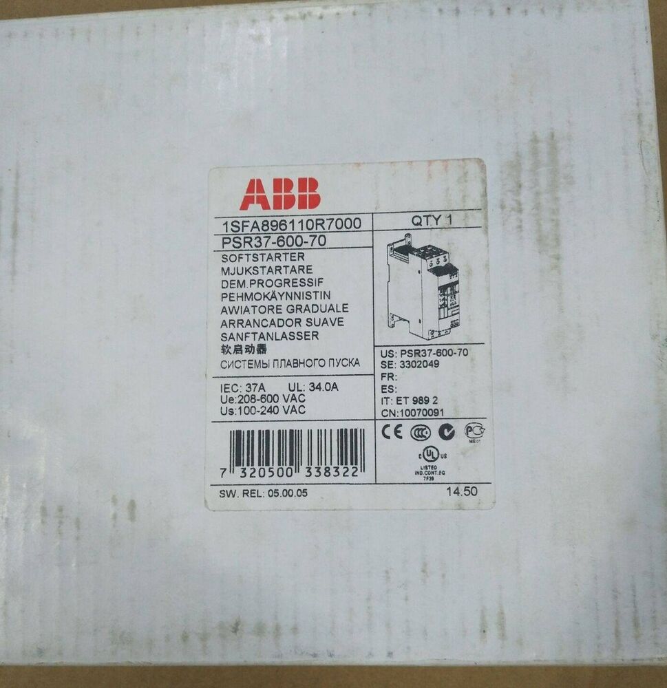 NEW ABB PSR37-600-70 1SFA896110R7000 Soft Starter 37A 18.5kw DHL / UPS / FedEx