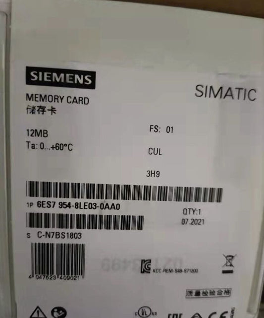 NEW Siemens SIMATIC 12Mb MMC S7-1X00 CPU 6ES7954-8LE03-0AA0 6ES7 954-8LE03-0AA0 DHL / UPS / FedEx