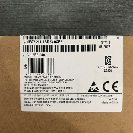 Siemens 6ES7214-1BD23-0XB8 New In Box 6ES72141BD230XB8 Expedited Shipping DHL / UPS / FedEx