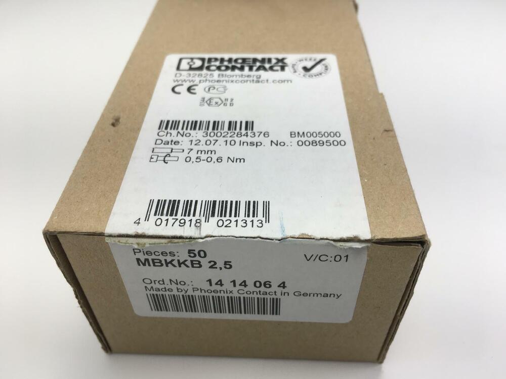 50 X Phoenix Contact 1414064 Mini-Durchgangsklemme Mbkkb 2,5 Through Terminal