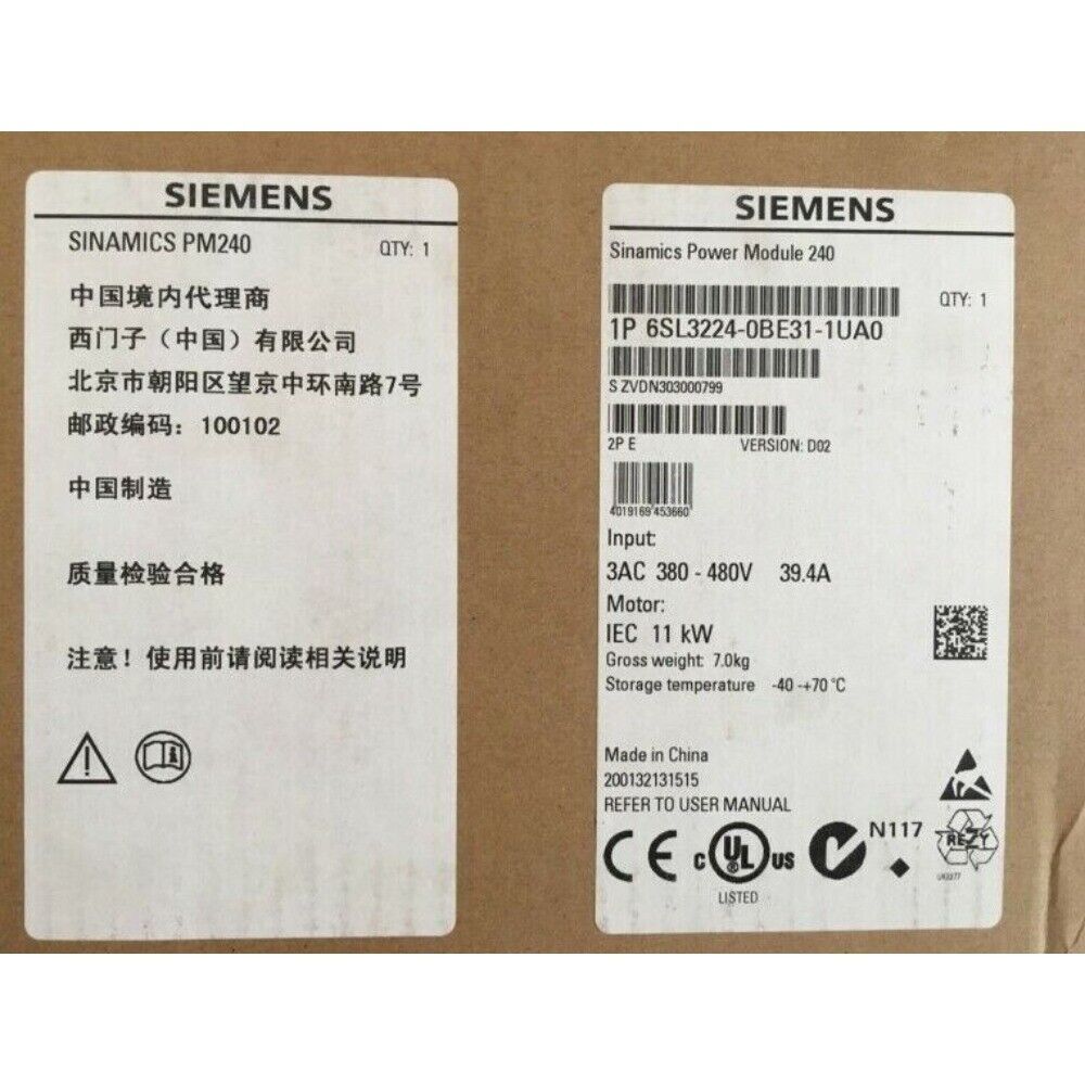 New Siemens 6SL3224-0BE31-1UA0 6SL32240BE311UA0 G120 PM 240 Power Module