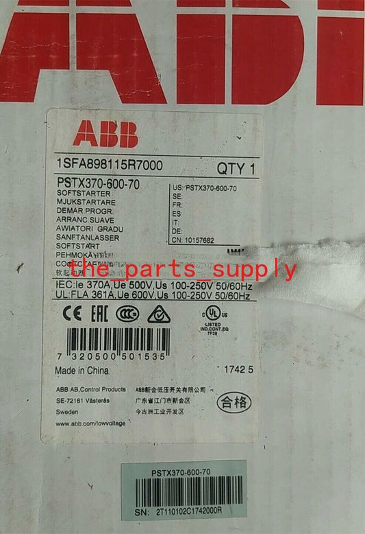 New In Box ABB PSTX370-600-70 1SFA898115R7000 Soft Start 370A 200KW Fedex or DHL