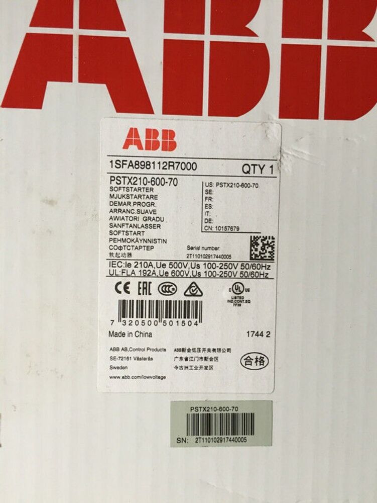 ABB PSTX210-600-70 1SFA898112R7000 Soft Starter New in Box Fast Shipping 1pcs