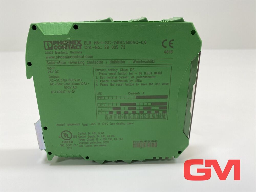 Phoenix Hybrid-Motorstarter 2900573 Elr H5-I-SC- 24DC/500AC-0, 6 Relay Module