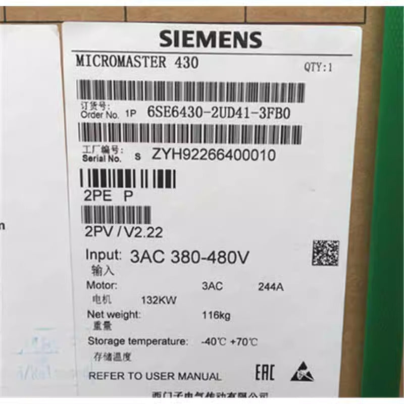 New Siemens 6SE6430-2UD41-3FB0 6SE64302UD413FB0 MICROMASTER430 without filter