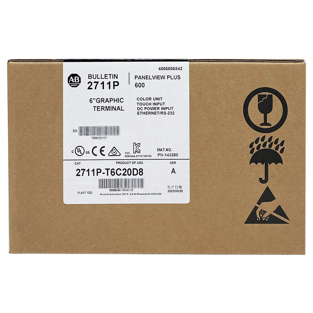 2022 NEW Sealed Allen-Bradley 2711P-T6C20D8 PanelView Plus 6 Graphic Terminal DHL / UPS / FedEx